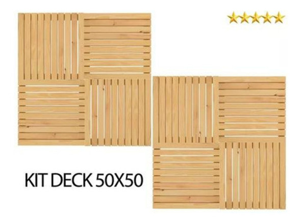 4 Peças Deck Madeira 50x50cm Piso P/ Box 1
