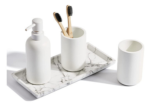 ~? Premium 4 Piezas Conjunto De Accesorios De Baño Blanco Co 0