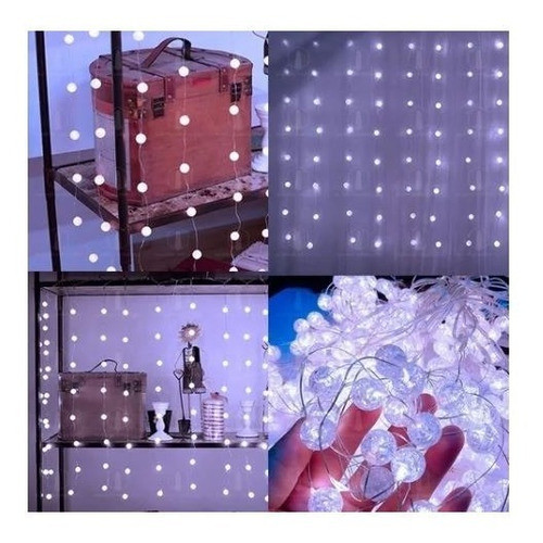 Cortina Led Alambre 2.70 Metros Esferas Blanco Frio 220v 1