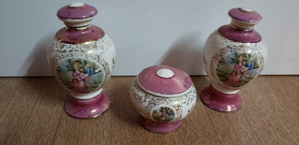 Juego De Toilette Alhajero Y 2 Perfumeros Antiguos Vintage 0