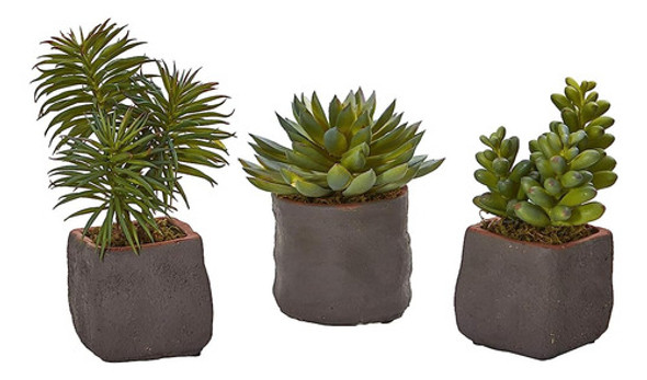 Casi Natural 4232-s3 Planta Artificial Trío Suculenta Mixta 0
