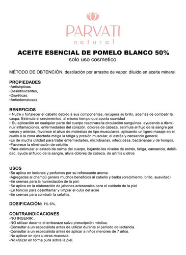 Aceite Esencial De Pomelo Blanco 50% 30ml Aromaterapia 1