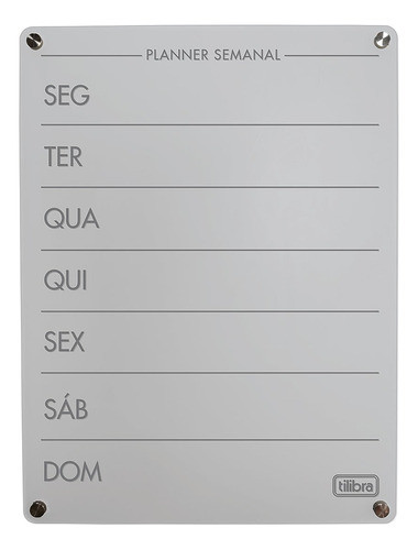 Quadro Planner Semanal Acrílico Transparente 30x20cm Tilibra 0