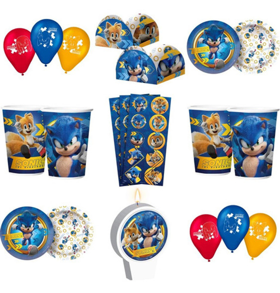 Festa Sonic - Balão, Vela, Forminha, Copo, Prato E Mais 0