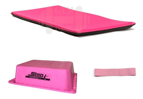 Kit De Entrenamiento Rosa - Colchoneta + Step + Tiraband 0