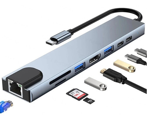Hub Usb-c 4k Adaptador 8 Puertos En 1 - Tienda Big 0