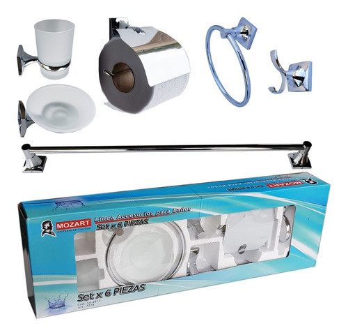 Accesorios De Baño Kit Set Juego Metálico Cromado 6 Piezas 0