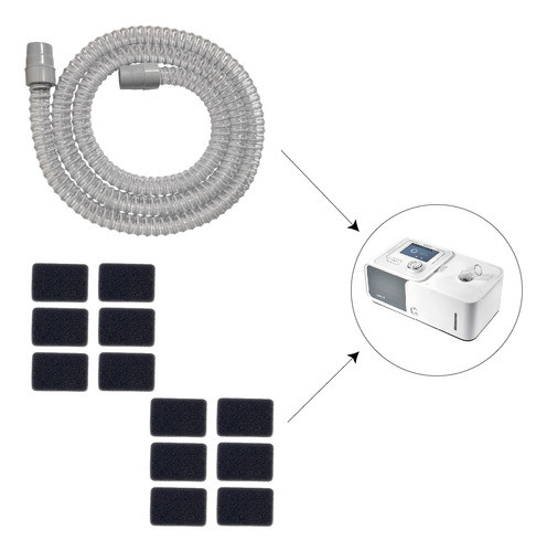12 Filtros Nacional Cpap E Bipap Yuwel + Traqueia Cinza 0