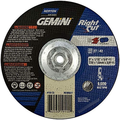 Norton 66253019115 9x1 / 16x5 / 8-11 Geminis Tipo 27 Depr. R 0
