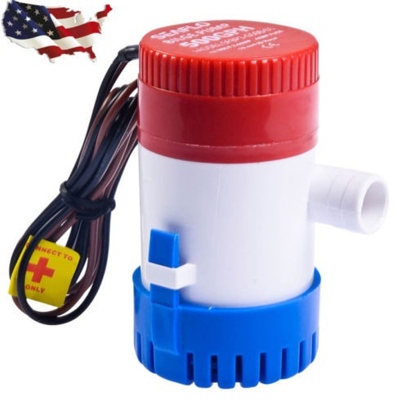 12v 2.0a Sentina Eléctrica De 500 Gph Bomba Marina Barco Yat 0