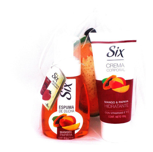Pack Six Espuma, Crema Corporal Mango Y Papaya Y Esponja 0