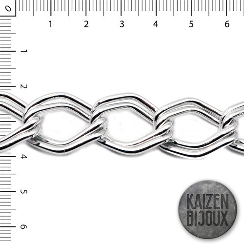 10 Mts De Cadena De Aluminio Paralela Rombo Plateada. Bijou 0