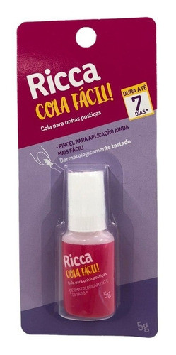 Cola Para Unhas Postiças Pincel Dura 7 Dias 5g Ricca 0
