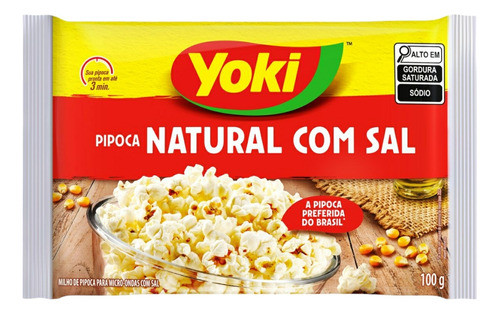 Pipoca De Micro-ondas Yoki Natural Com Sal Kit Com 4 X 100g 1