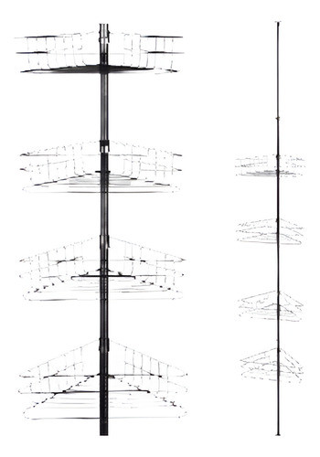 4 Nivel Tensión Esquina De Metal Poste Ducha Caddy Plataform 0