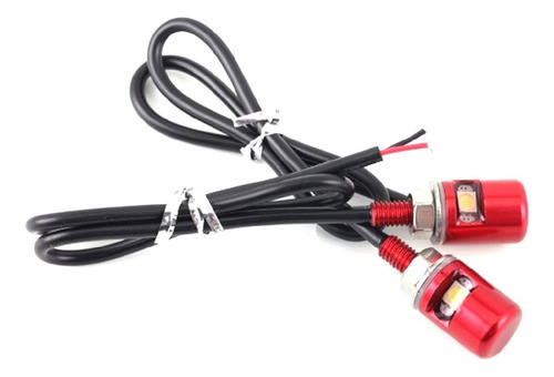 2 Parafusos Placa Cnc Vermelho Com Luz Led Para Carro E Moto 1