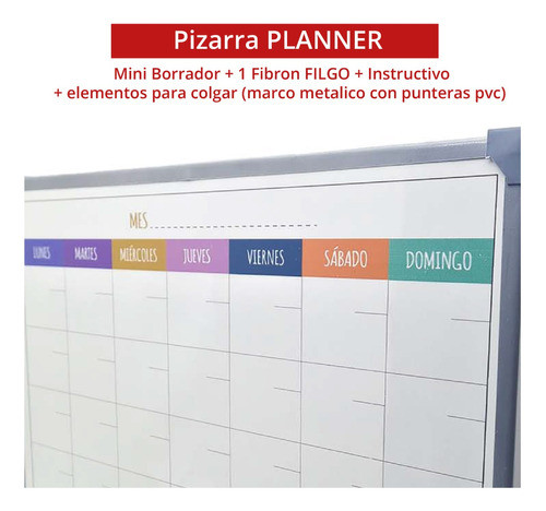 Pizarra Planner Magnética Mensual Más Accesorios 1