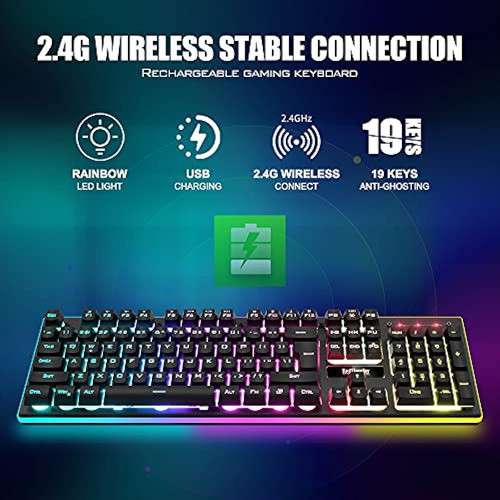 Teclado Inalámbrico Para Juegos Redthunder K10, Teclado Inal 1