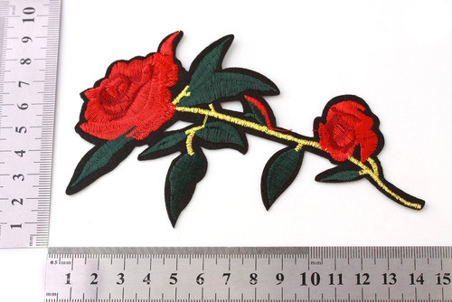 Aplique De Flor Rosa 14 Cm Tallo Ropa Caja De 25 Unidades 1