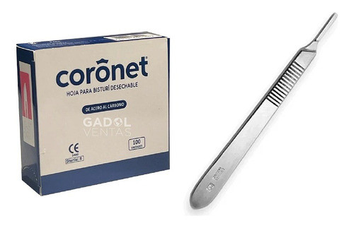 Kit Hojas De Bisturí Coronet X 100 Un. Nº 15 + Mango Nº3 0