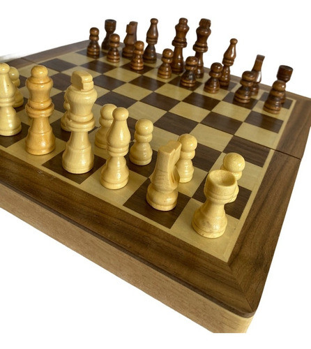 Jogo Xadrez Damas Gamão Madeira Marchetado 29x29cm Apw5077 1