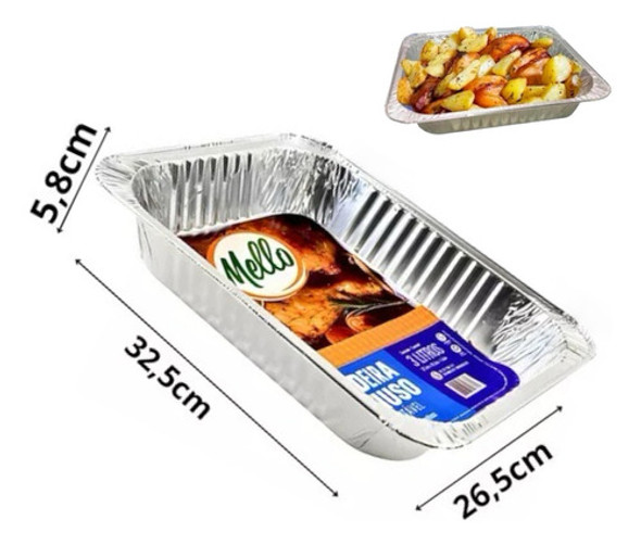 5un Assadeira De Aluminio Retangular 3 Litros Mello Natal 1