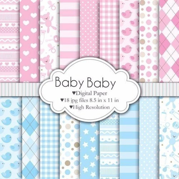 Kit Imprimible Bebe 04 - 18 Fondos 0