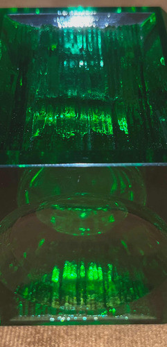 Encen De Dor De Mesa Cristal Verde Murano, Antiguo De Los 60 1