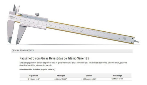 Paquimetro Mecânico 150mm Universal C/ Tin 0,05mm Starrett 0