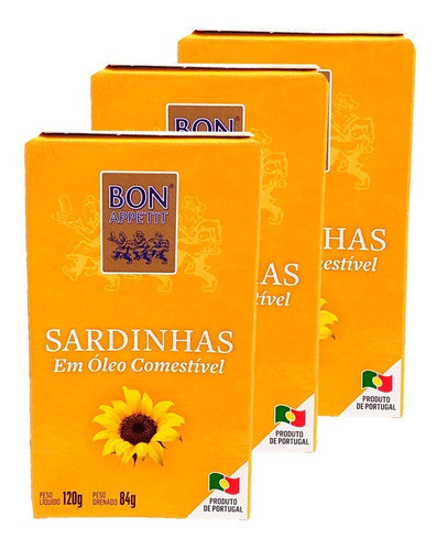 Sardinha Em Óleo De Girassol 120g Importada Portuguesa 3 Uni 0