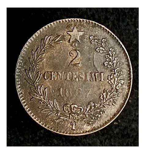 Italia 2 Centesimi 1867 T (turín) Exc Km 2.3 Victor Emanuel 1