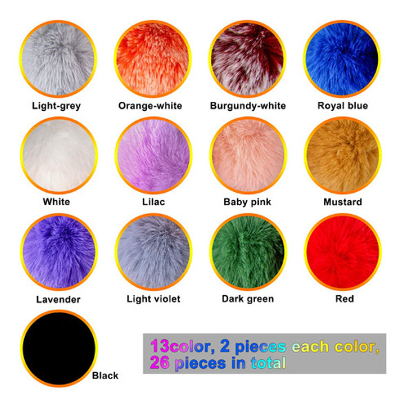 Pompones De Piel De Conejo Sintetica 8cm 26u 13colores 1 Pompones De Piel De Conejo Sintetica 8cm 26u 13colores 1