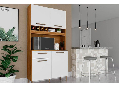 Kit Cozinha Compacta Pinot 4ptas 1gav 73cm Amendoa/branco-ro 0