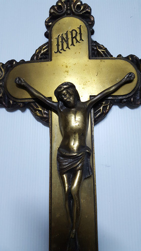 Antiguo Crucifijo Bronce 44 X 24 Cm 1
