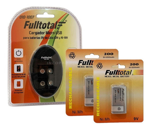 Combo Cargador Doble De 9v  + 2 Bateria 9v Recargable 250mah 0