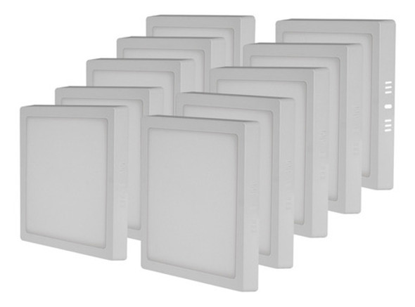 Kit 10 Painel Led Plafon 24w 6500k Quadrado Sobrepor 0