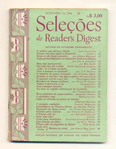 Revista Seleções Do Readers Digest - Novembro De 1944 0