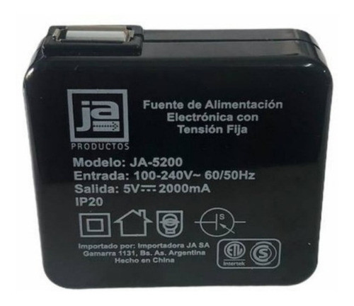 Cargador Ja Usb 5v 2000ma Entrada 100v-240v Salida 2 Usb 1