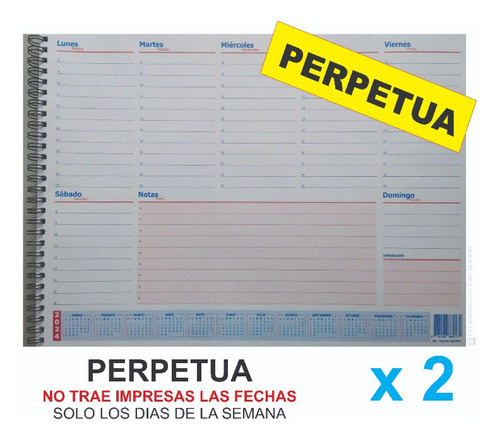 Agenda Semanal  55 Hojas Con Espiral X 2u Planificadordevoto 1