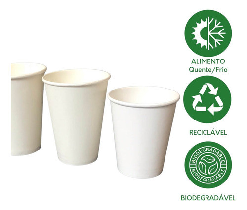 Copo Papel Branco 80ml 100% Biodegradável - Cx 1.000 Und 1