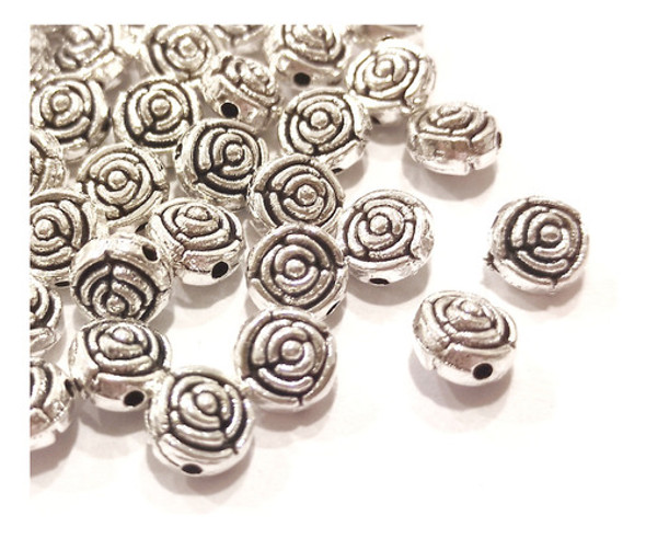 15 Dijes Flor Rosa Pasantes De Metal Artesanias Bijouterie 1