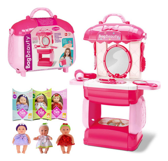 Penteadeira Camarim De Brinquedo Portátil Boneca Infantil 0