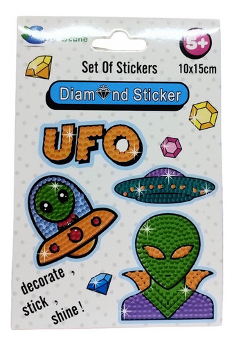 Juego Decora Tus Stickers Con Piedritas Et Marcianos Ufo 0