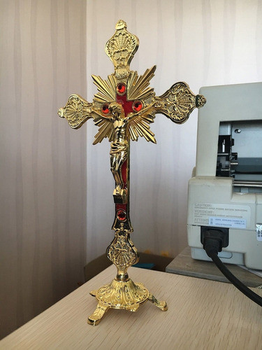 Crucifijo De Pie Dorado Jesucristo Cruz De La Iglesia Crista 0