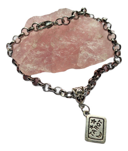 Pulsera Tarot Dije En Plata Tibetana Cadena Rolo Acero 0