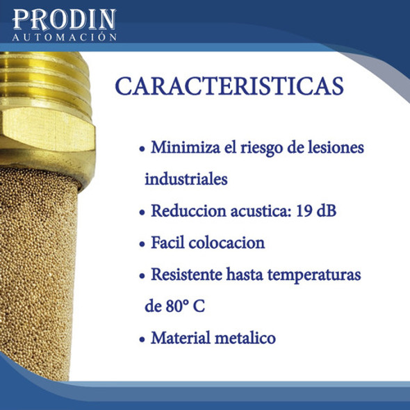 Silenciador Neumático Bronce Cuerpo Largo Rosca 1  Bspt 1