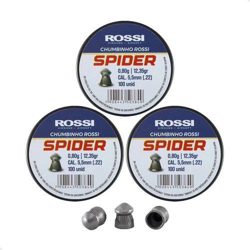 Kit Chumbinho 300 Unidades 5.5mm Rossi Premium Spider 0