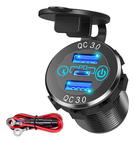 Toma De Cargador De Coche Usb C De 12 V Y 60 W, Puerto De To 0