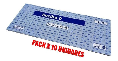 Talonario Recibo N° 0 Pesos Nivel 10 2020 Pack X 10 Unidades 0