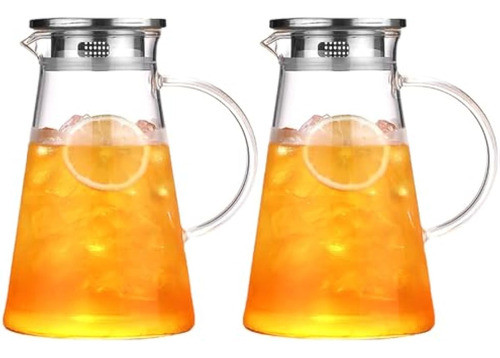 Paquete De 2 Jarras De Vidrio Con Tapa, Jarra De 0